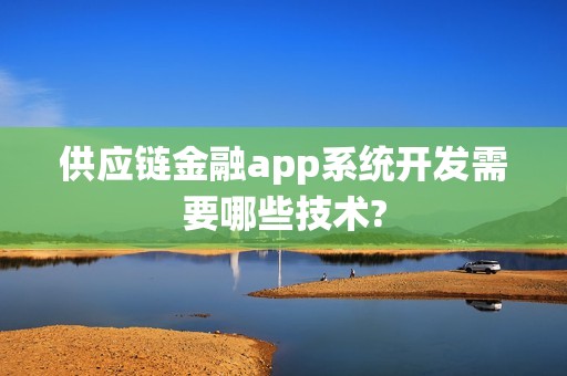 供应链金融app系统开发需要哪些技术?