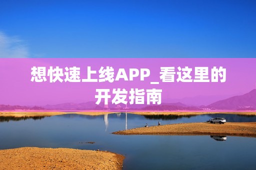 想快速上线APP_看这里的开发指南