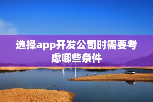 选择app开发公司时需要考虑哪些条件