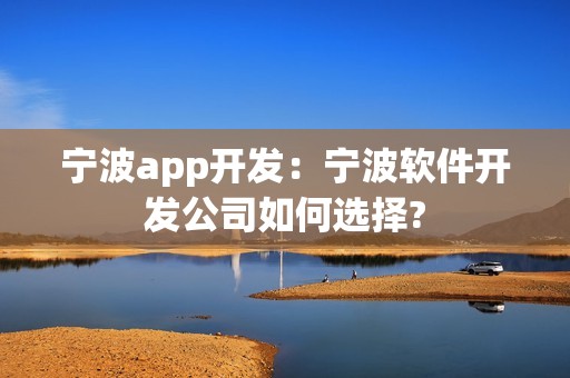宁波app开发：宁波软件开发公司如何选择?