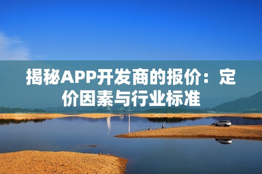 揭秘APP开发商的报价：定价因素与行业标准