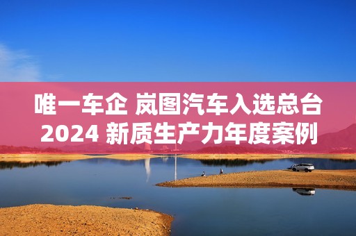 唯一车企 岚图汽车入选总台2024 新质生产力年度案例