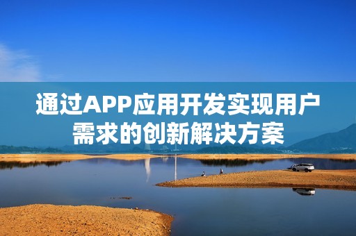 通过APP应用开发实现用户需求的创新解决方案