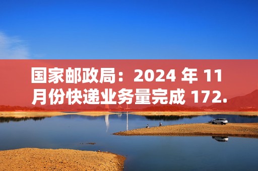 国家邮政局：2024 年 11 月份快递业务量完成 172.1 亿件，同比增长 14.9%