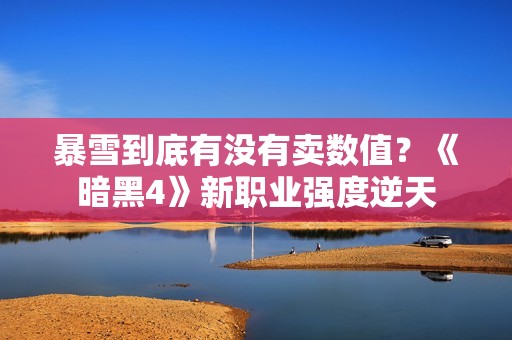 暴雪到底有没有卖数值？《暗黑4》新职业强度逆天