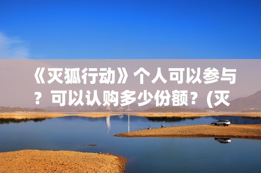 《灭狐行动》个人可以参与？可以认购多少份额？(灭狐行动制片人)