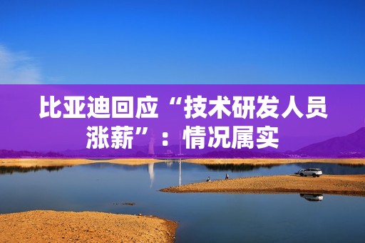 比亚迪回应“技术研发人员涨薪”：情况属实