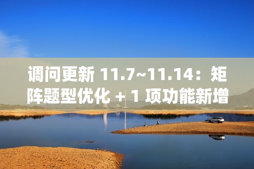 调问更新 11.7~11.14：矩阵题型优化 + 1 项功能新增 + 3 项功能优化 + 3 项 BugFix