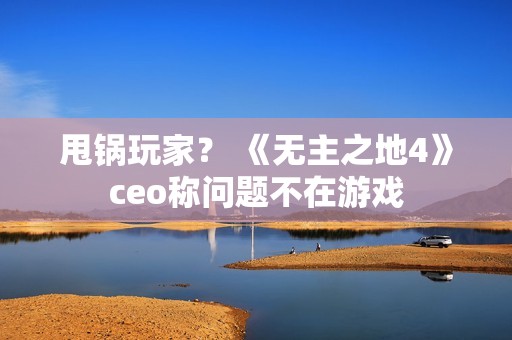 甩锅玩家？ 《无主之地4》ceo称问题不在游戏