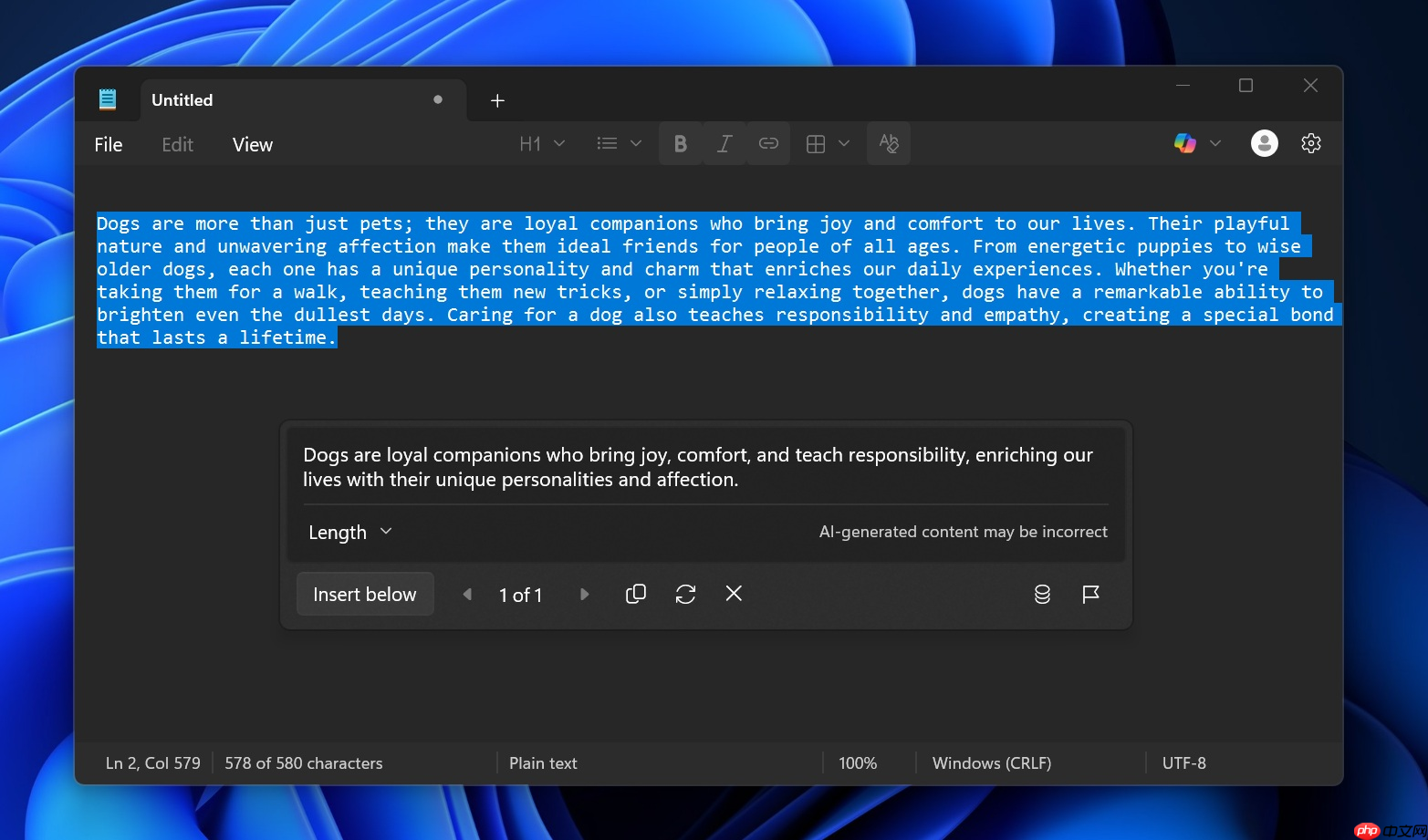 微软为 Windows 11 记事本添加“流式响应”效果