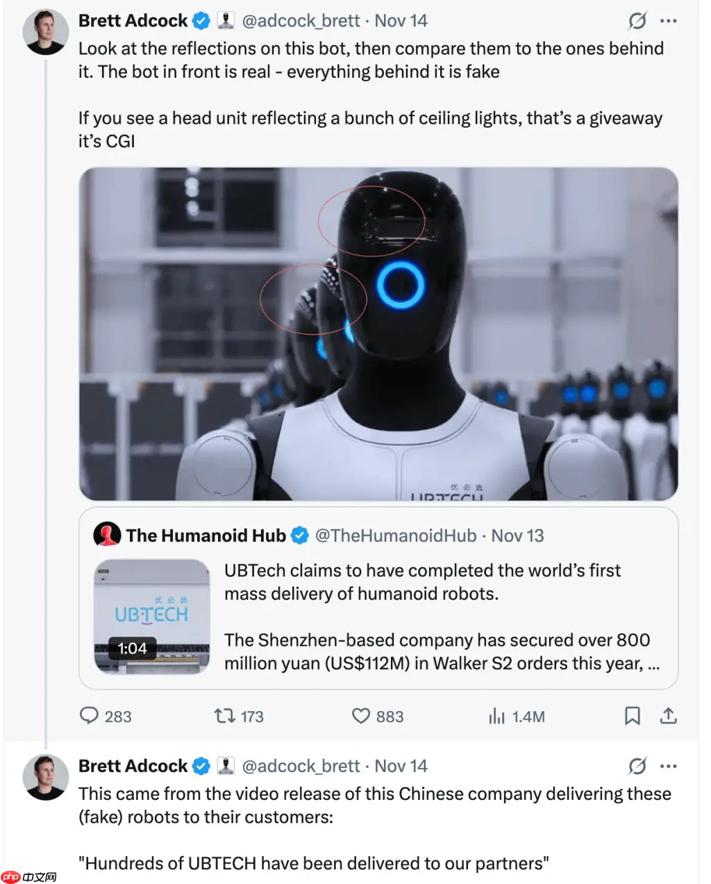 Figure 创始人质疑“优必选机器人”量产交付视频是 CG 制作，官方回应称指控不实