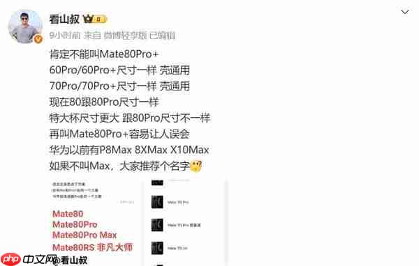 曝华为Mate80系列Pro Max命名或成真 一舰五大杯