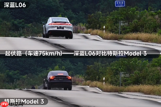 磁流变悬架有多强 深蓝L06与特斯拉Model 3飞坡对比视频秒看懂