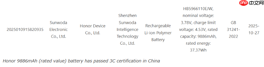 HONOR Power 2 电池容量确认 10,000mAh!