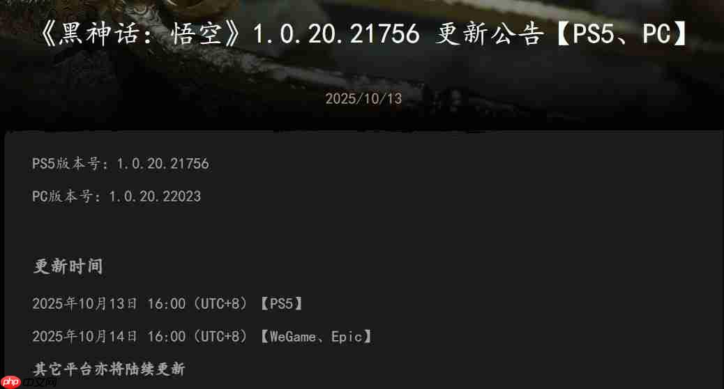 Steam版不在其中！《黑神话：悟空》PC端更新上线