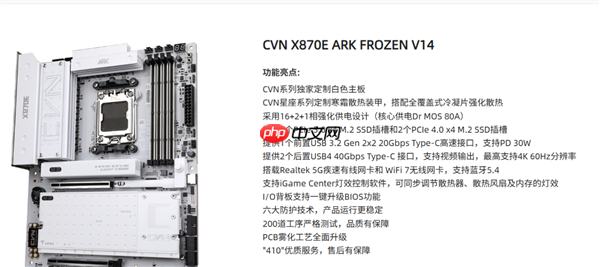 七彩虹上线首款X870E主板：带5个M.2的CVN X870E Ark Frozen