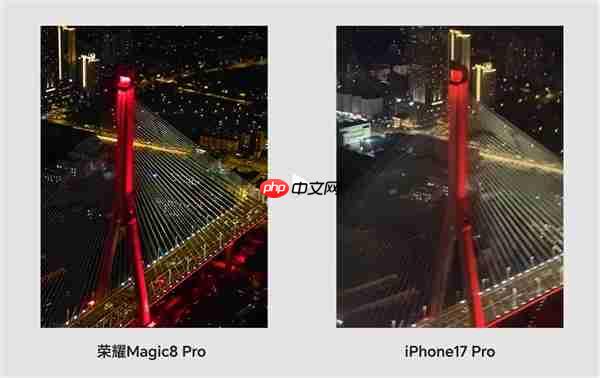 荣耀Magic8 Pro和iPhone17 Pro高空夜拍对决：结果高下立判