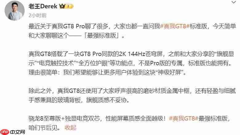 真我GT8标准版官宣 徐起：挑战最强标准版