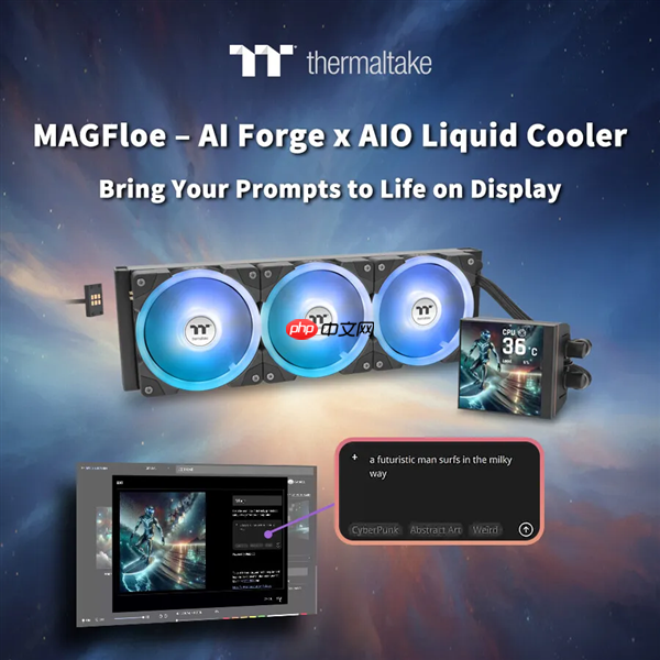 这也能用上AI！Tt为MagFloe Ultra水冷屏幕加入AI功能：实现自定义背景