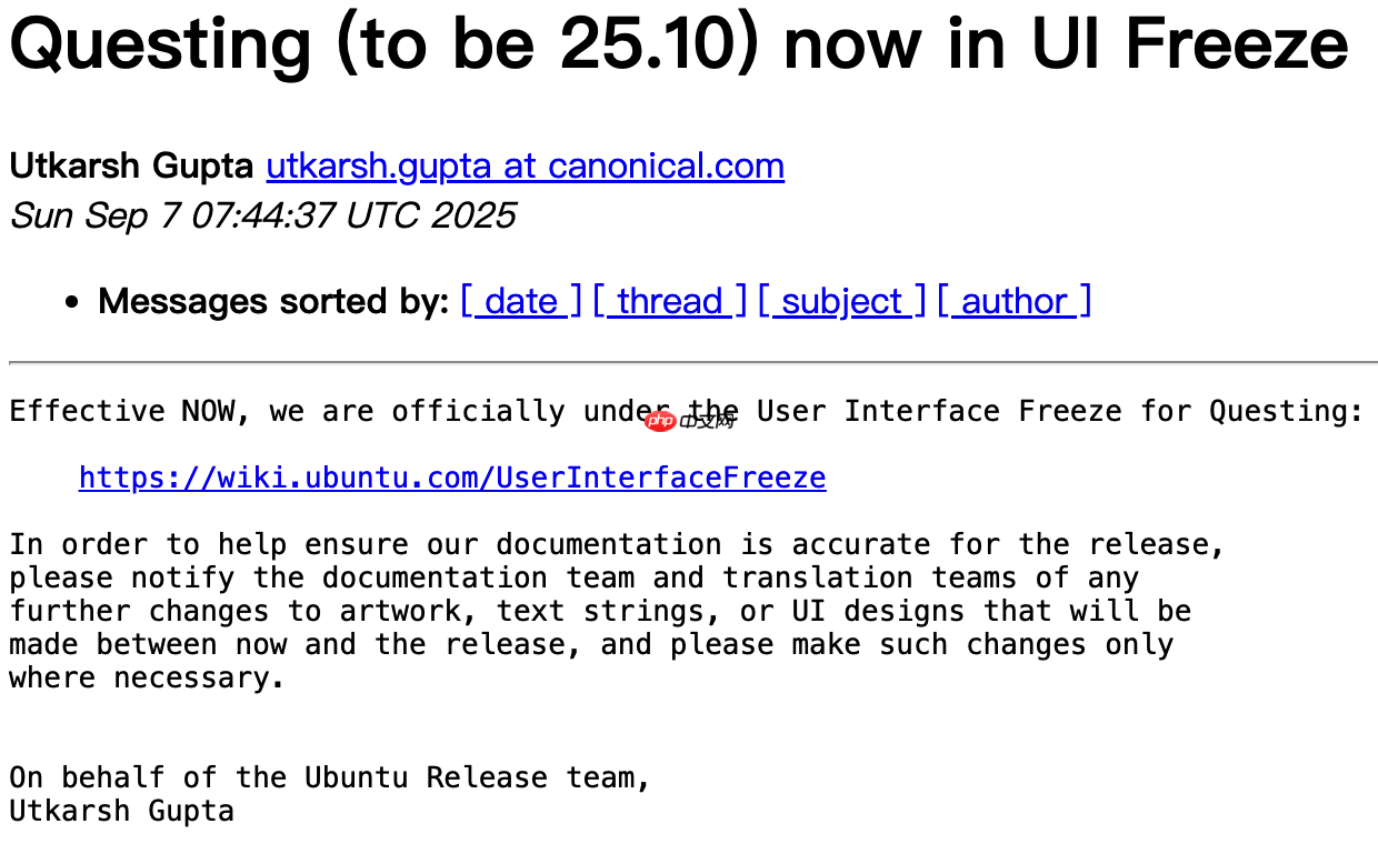 Ubuntu 25.10 进入 UI 冻结阶段