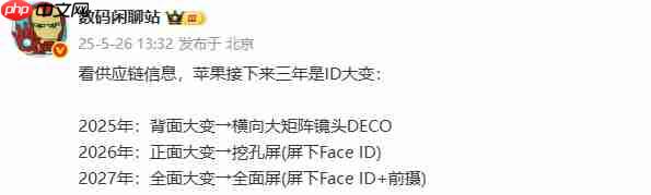 苹果手机未来三年ID设计大变，2027年或将迈向全面屏时代
