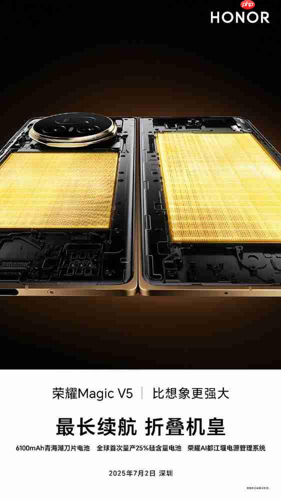折叠机皇！荣耀Magic V5宣布搭载荣耀鲁班缓震铰链