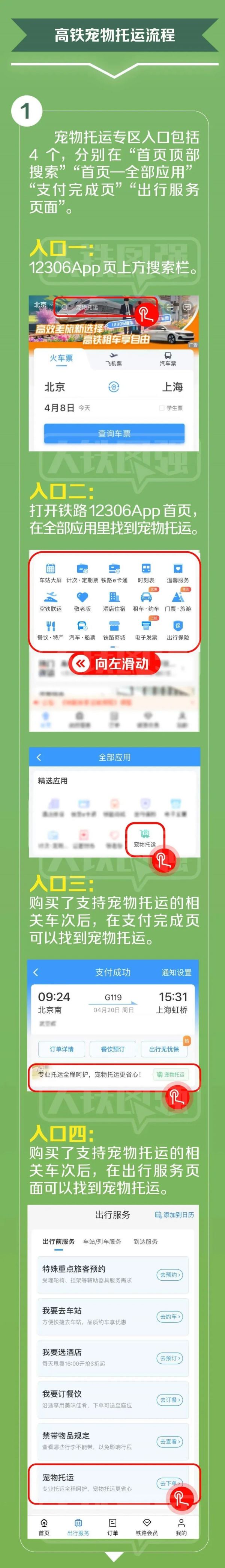 高铁宠物托运*预约渠道在铁路12306APP办理流程——