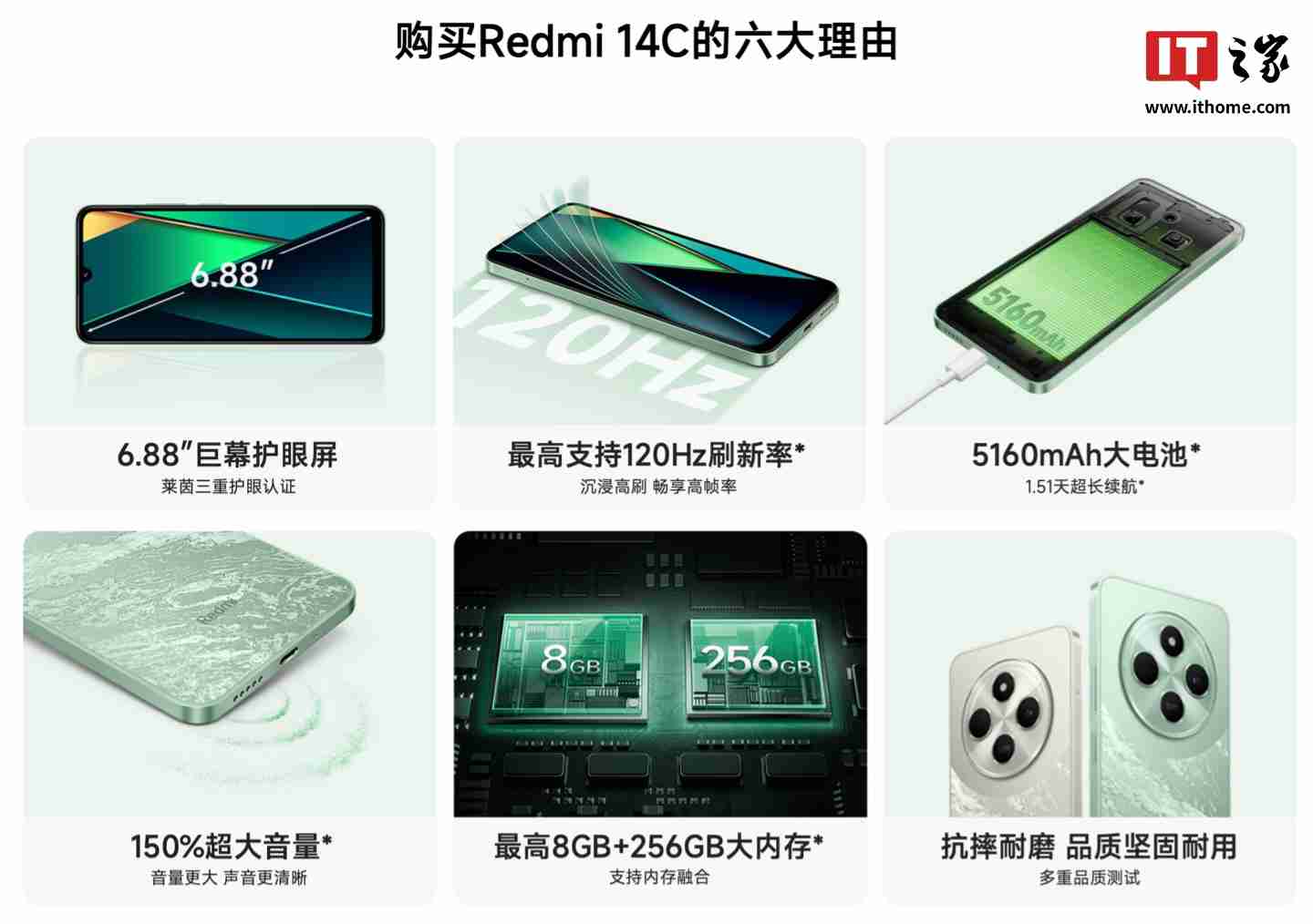 小米 REDMI 14C 手机今日首销：配 120Hz LCD 屏、侧边指纹，499 元起