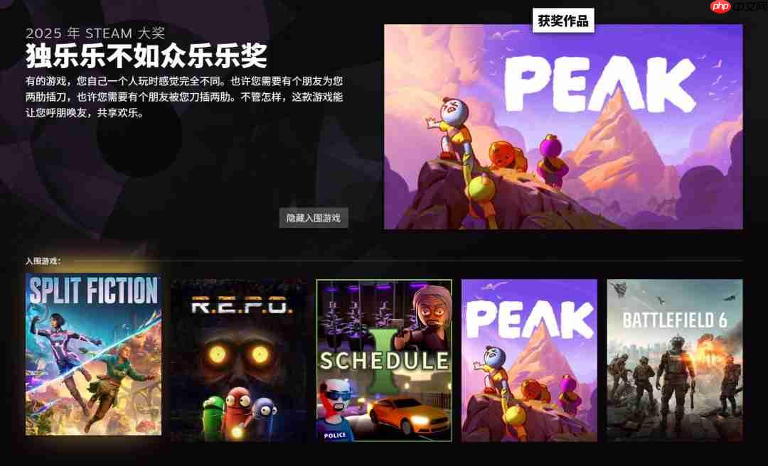 2025年Steam大奖名单 《空洞骑士：丝之歌》获年度游戏