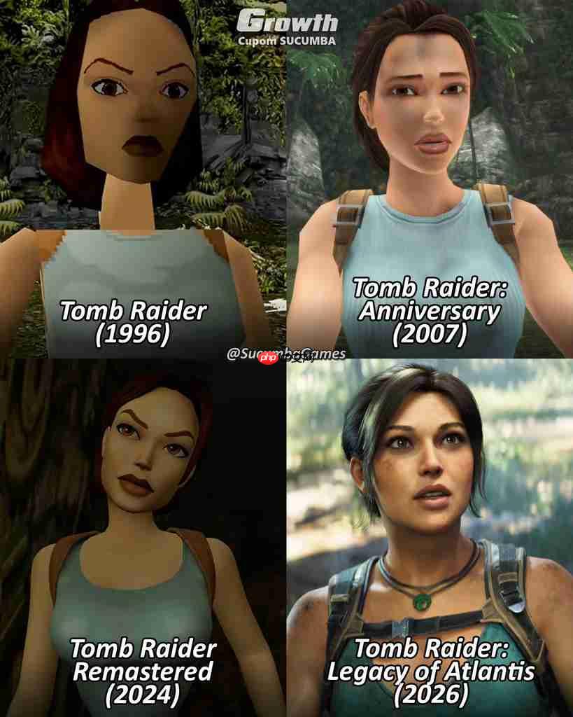 《古墓丽影》2007周年版和2026年重制版画面对比