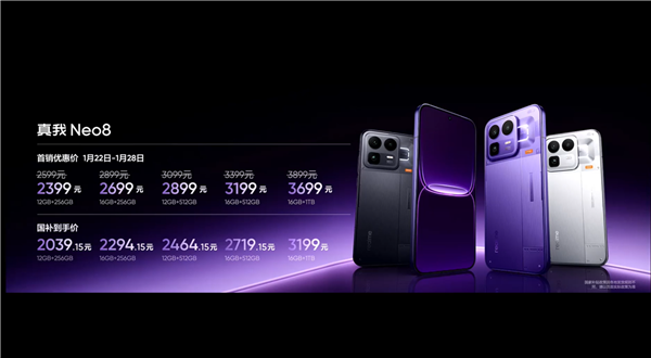 首发三星165Hz苍穹屏 真我Neo8发布：2399元起
