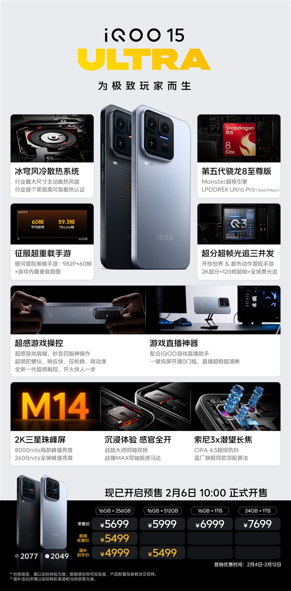 一图读懂iQOO 15 Ultra：性能最激进的Ultra旗舰 4999元起